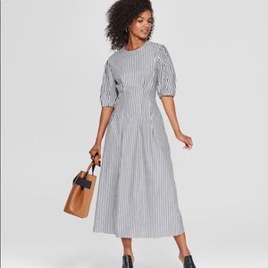 Striped Puff Sleeve Maxi Dress